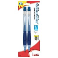 Pentel Quicker Clicker Automatic Pencils 07Mm Transparent Blue Barrel And Purple Barrel Pack Of 2 Pencils Pd347Bp2K6