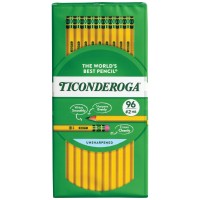 Ticonderoga Woodcased Pencils Unsharpened 2 Hb Soft Yellow 96 Count