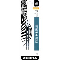 Zebra Pen Gseries Stainless Steel Gel Ink Pen Jkrefill Medium Point 07Mm Black Ink 2Pack