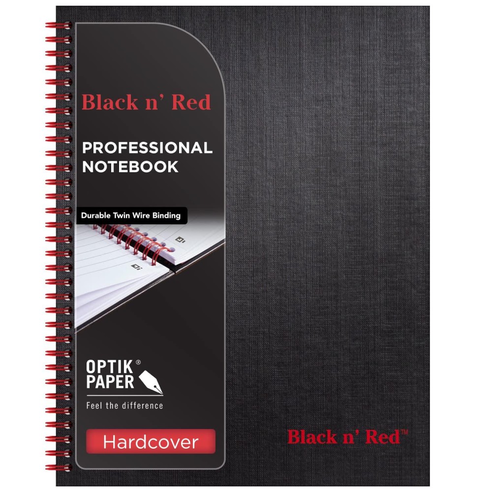 Black N Red Notebook Hardcover Premium Optik Paper Scribzee App Compatible Environmentally Friendly Durable Spiral Binding