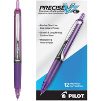 Pilot Precise V7 Rt Refillable Retractable Liquid Ink Rolling Ball Pens Fine Point 07 Mm Purple 12Pack