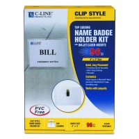 Cline Name Badge Kit With Inserts Clip Style Top Load 4 X 3 Clear Box Of 96 95596