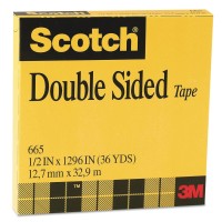 Scotch 665121296 Doublesided Tape 12Inch X 1296Inch 3Inch Core Clear