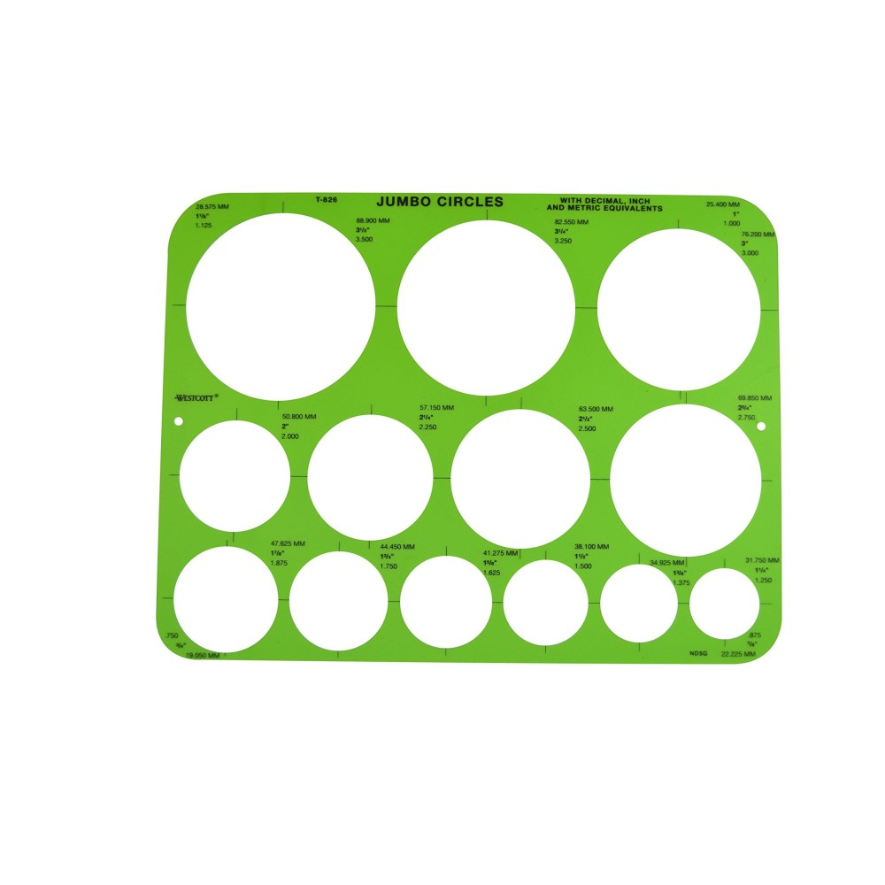 Westcott T826 Jumbo Circles Template Plastic Shape Template Tool 875 By 115 In