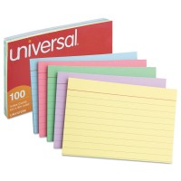 Universal 47256 Index Cards 5 X 8 Bluesalmongreencherrycanary 100Pack