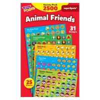 Trend Animal Friends Superspots Stickers Variety Pack Classroom Incentives 2500 Count