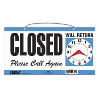 Headline Sign 9395 Doublesided Openclosedwill Return Sign With Clock Hands 6 X 115 Blue