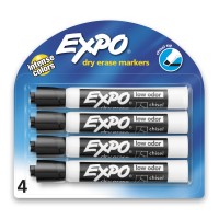 Expo Low Odor Dry Erase Markers Chisel Tip Black 4 Count