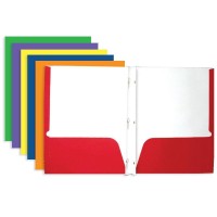 Bazic 2Pocket Portfolio Folder With 3Prong Fastener For School Home Or Office Color May Vary