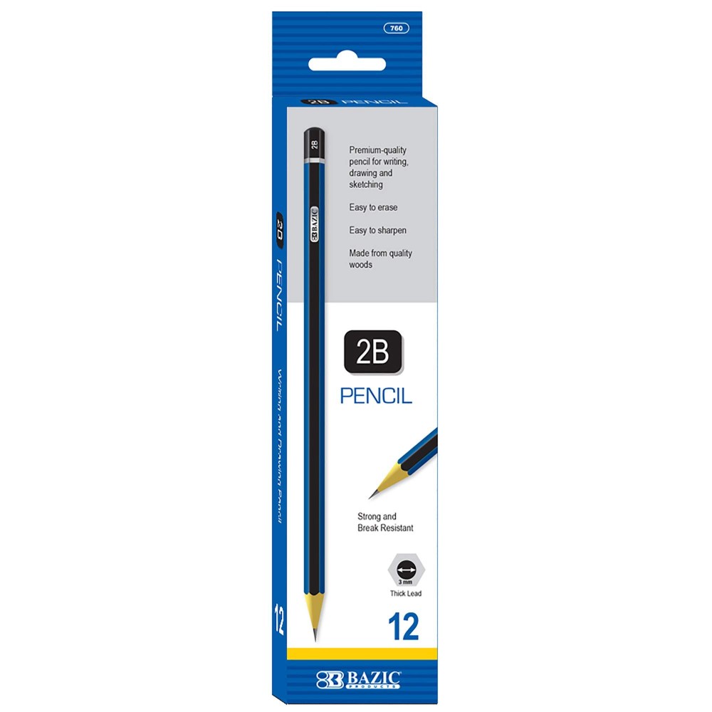 Bazic 2B Premium Wood Pencil Blue 12 Per Pack 76024P