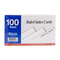 Bazic Ruled Index Cards 3 X 5 100 Count White Flashcards Ruled Lined Card For Learning Memory Reminder 100Pack 1Pack