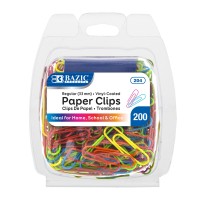 B Bazic Products No 1 Regular Paper Clips For Stationary And Office Supplies Assorted Colors 33 Mm 200 Per Pack