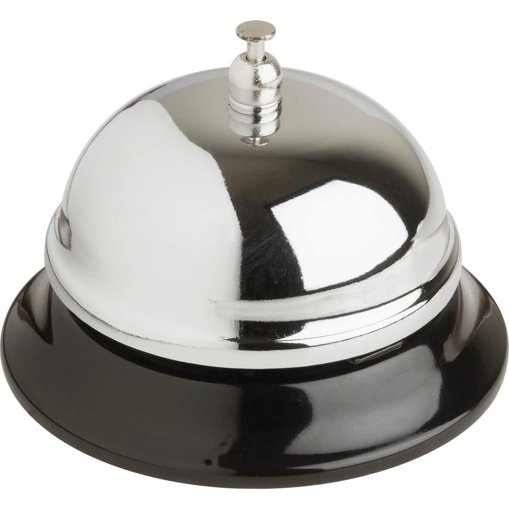 Business Source 01583 Call Bell 234Inch High 338Inch Base Chromeblack