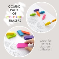 Bazic Erasers Pencil Top Erasers Set 12Pack Block Bevel Erasers Neon Color Arrowhead Caps Tops Latex Free For Art Drawi