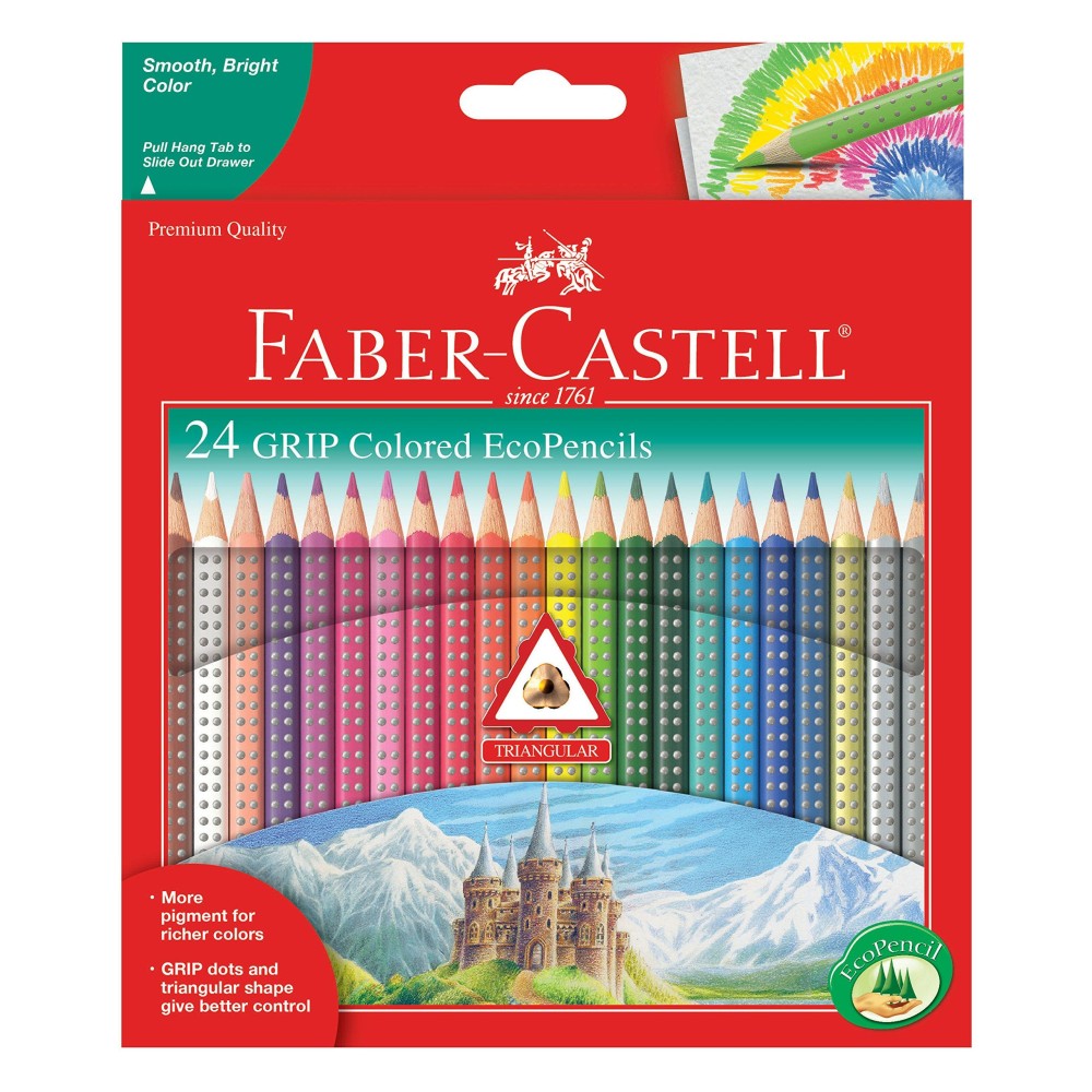 Fabercastell Grip Colored Ecopencils 24 Pack Colored Pencils Presharpened