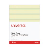 Universal Unv22000 50Sheets 85 In X 11 In Widelegal Rule Glue Top Pads Canaryyellow 1 Dozen