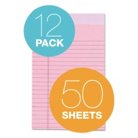 Tops 63050 Prism Plus Colored Jr Legal Writing Pads 5 X 8 Pink 50Sheet Pads 12Pack