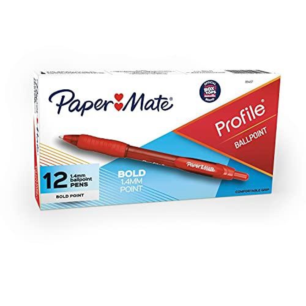 Paper Mate 89467 Profile Retractable Ballpoint Pens Bold 14Mm Red 12 Count