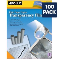 Apollo Transparency Film For Plain Paper Copier Black On Clear Sheet Without Stripe 100 Sheetspack Vpp100Ce