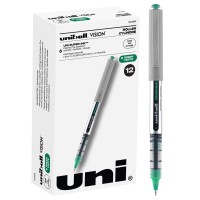 Uniball Vision Rollerball Pens Green Pens Pack Of 12 07Mm Fine Point Medium Ink Japanese Pens Smooth Writing Pens School