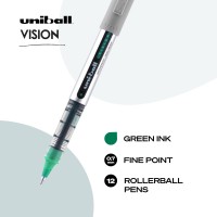 Uniball Vision Rollerball Pens Green Pens Pack Of 12 07Mm Fine Point Medium Ink Japanese Pens Smooth Writing Pens School