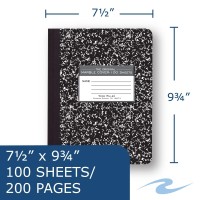 Roaring Spring Wide Ruled Hard Cover Composition Book 975 X 75 100 Sheets Black Marble Cover 77230