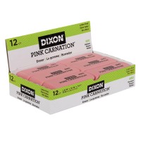 Dixon Pink Carnation Wedge Erasers Medium Pink 2 X 75 12Pack 38900