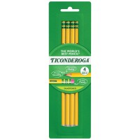 Ticonderoga Woodcased Pencils Presharpened 2 Hb Soft Yellow 4 Count