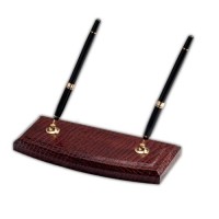 Dacasso Brown Crocodile Embossed Leather Double Pen Stand