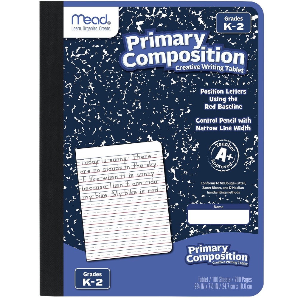 Mead Primary Composition Notebook Wide Ruled Paper Grades K2 Writing Workbook 934 X 712 100 Sheets Blue Marble 09