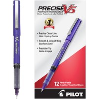 Pilot Precise V5 Capped Liquid Ink Rolling Ball Pens Extra Fine Point 05 Mm Purple Pack Of 12