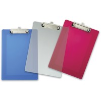 Officemate Plastic Clipboard Letter Size With Low Profile Clip Assorted Transparent Colors 83007