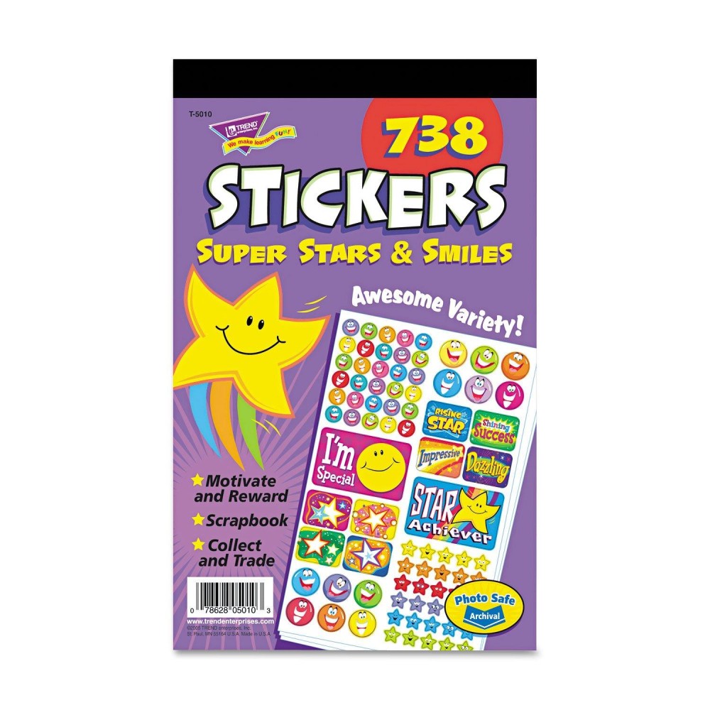 Trend Enterprises Inc Super Stars Smiles Sticker Pad 738 Ct