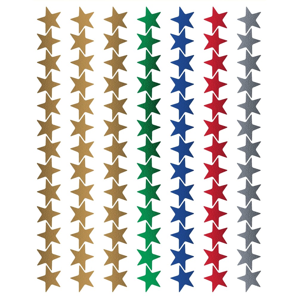 Teacher Created Resources Assorted Foil Stars Stickers Valupak 6644 Red Blue Gold Green Silver