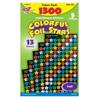 Trend Enterprises Inc Colorful Foil Stars Supershapes Value Pack 1300 Ct