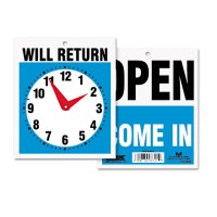 Headline Sign Doublesided Openwill Return Sign With Clock Hands Plastic 75 X 9