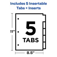 Avery 5Tab Binder Dividers Insertable Multicolor Big Tabs 1 Set 11121