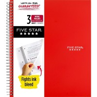 Five Star Spiral Notebook 3Subject Wide Ruled Paper 1012 X 8 150 Sheets Color Will Vary 05204