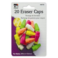 Charles Leonard Pencil Eraser Caps Neon Assorted 20Pack 80792