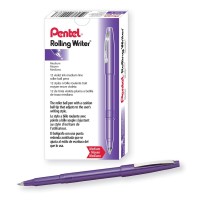 Pentel Rolling Writer Pen 04Millimeter Cushion Ball Tip Violet Ink Box Of 12 R100V