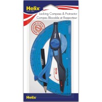 Helix Plastic Locking Compass And Protractor 2 Piece Set Geometry Drafting Drawing