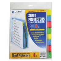 Cline Polypropylene Sheet Protector With Index Tabs Assorted Color Tabs 11 X 85 Inches One 8Tab Set 05580