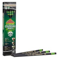 Ticonderoga Triconderoga Triangular Pencils Woodcased 2 Sharpener Soft Touch Comfort Barrel Black 12Pack 22500