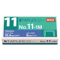 Max No111M No 11 Mini Staples For Hd11Flk 14Inch Leg 38Inch Crown Flat Clinch 1 000Box