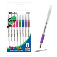 Bazic Ballpoint Pen Prima 8 Color Stick Pens Soft Grip 10 Mm Bold Point Smooth Writing For Office School Teacher 8Pack 1