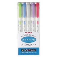 Zebra Mild Liner Double Sided Highlighter Noble Color 5 Set Wkt75Cnc