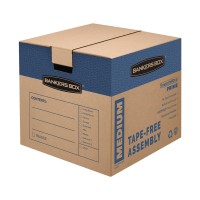 Bankers Box Medium Prime Moving Box 8 Pack Reinforced Handles Tapefree Assembly Attached Lid 18In X 15In X 14In 0062806