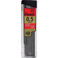 Pentel Super Hipolymer Lead Refills 05 Mm Hb Black 30Tube