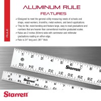 Starrett Straight Edge Aluminum Rule - Ideal For Schools  Shops  Metal Workers And Wood Workers - 24