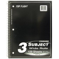 Top Flight 3Subject Wirebound Notebook 120 Sheet